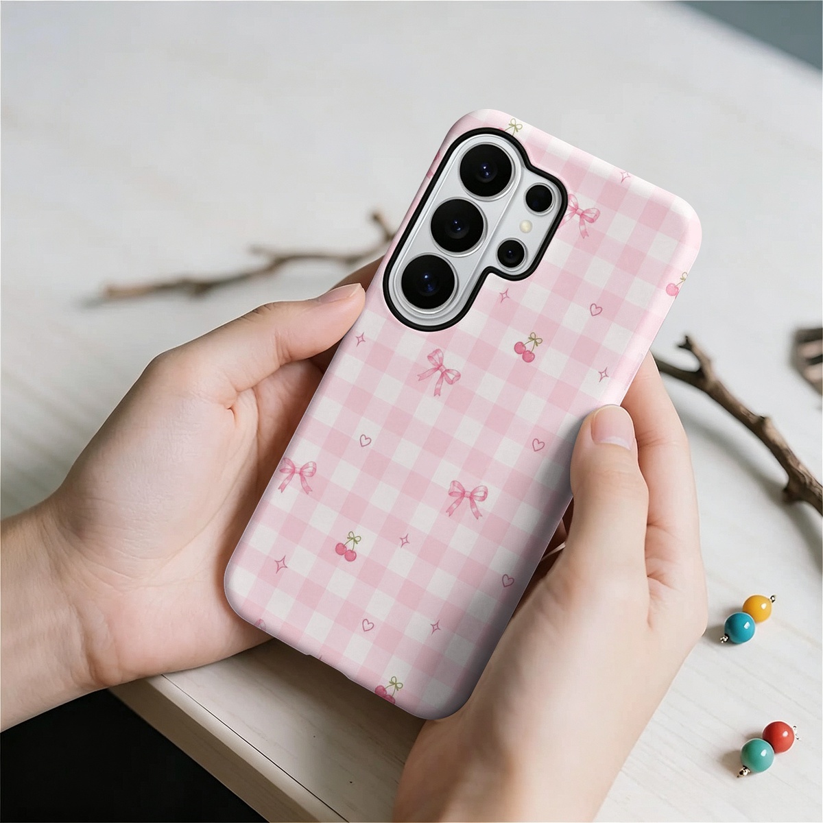 Pink Gingham Check Pattern 2-i - Samsung Galaxy S24 recension och pris